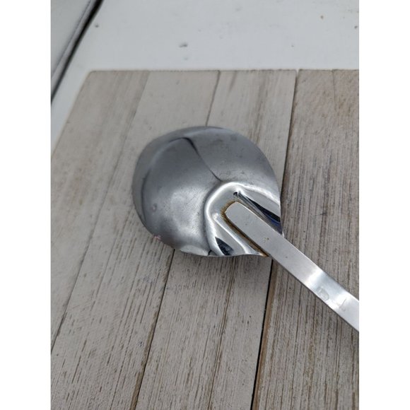 Serving Solid Spoon 12 1/2" Vintage White Handle Chrome - Picture 5 of 6